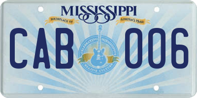 MS license plate CAB006