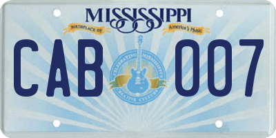 MS license plate CAB007