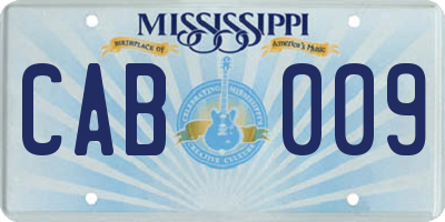 MS license plate CAB009