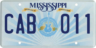 MS license plate CAB011