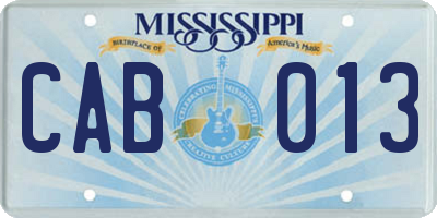 MS license plate CAB013