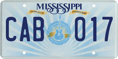 MS license plate CAB017
