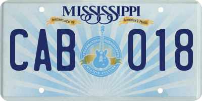 MS license plate CAB018