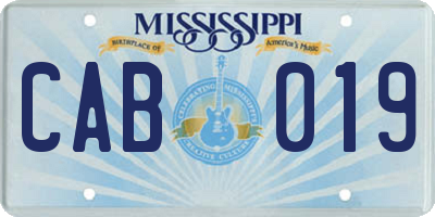MS license plate CAB019