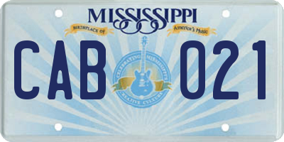 MS license plate CAB021