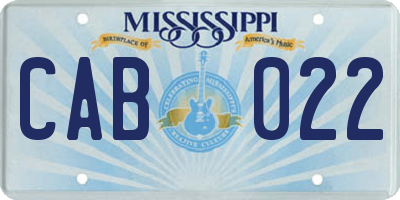 MS license plate CAB022