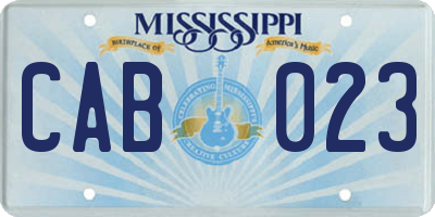 MS license plate CAB023