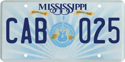 MS license plate CAB025