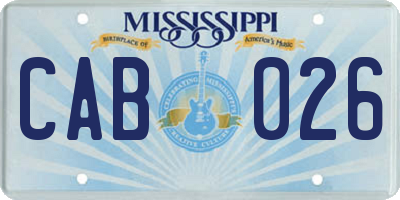 MS license plate CAB026