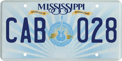 MS license plate CAB028