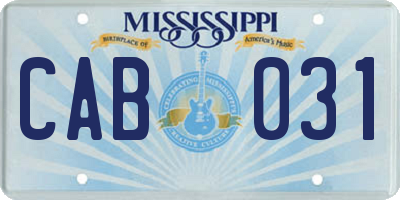 MS license plate CAB031