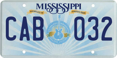 MS license plate CAB032