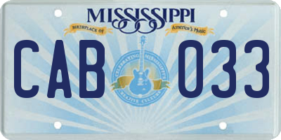 MS license plate CAB033