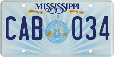 MS license plate CAB034