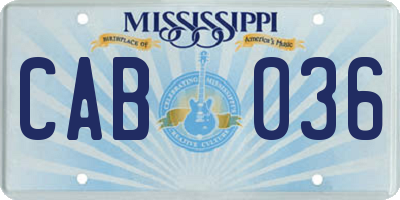 MS license plate CAB036