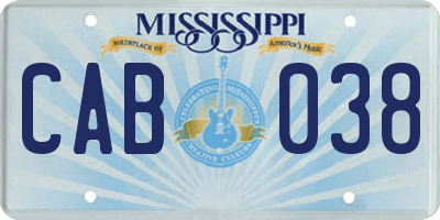 MS license plate CAB038