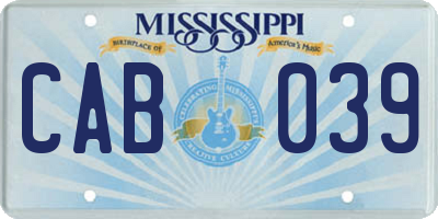 MS license plate CAB039