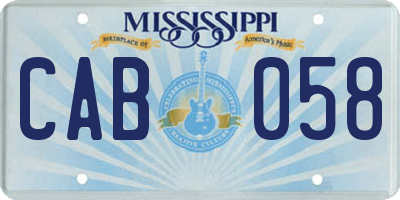 MS license plate CAB058