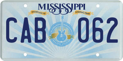 MS license plate CAB062