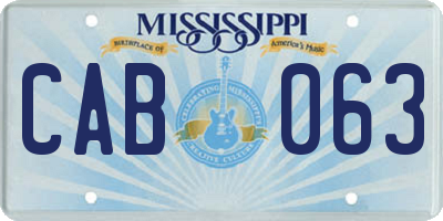 MS license plate CAB063