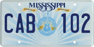 MS license plate CAB102