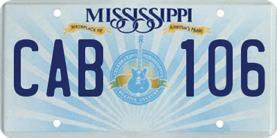 MS license plate CAB106