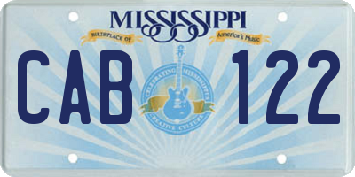 MS license plate CAB122