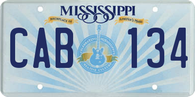 MS license plate CAB134