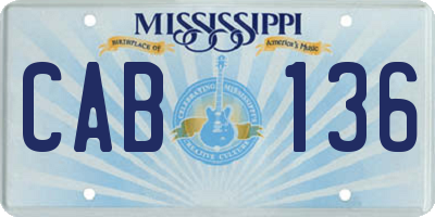 MS license plate CAB136