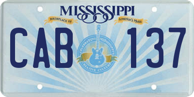 MS license plate CAB137