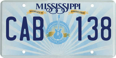 MS license plate CAB138