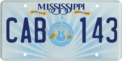 MS license plate CAB143