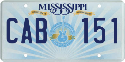 MS license plate CAB151