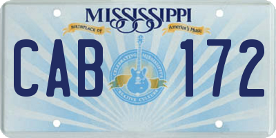 MS license plate CAB172