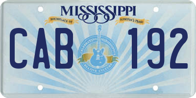 MS license plate CAB192