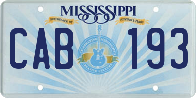 MS license plate CAB193