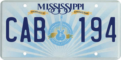 MS license plate CAB194