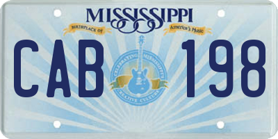 MS license plate CAB198