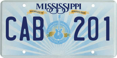 MS license plate CAB201