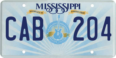 MS license plate CAB204