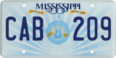 MS license plate CAB209