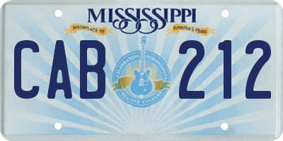 MS license plate CAB212