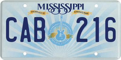 MS license plate CAB216