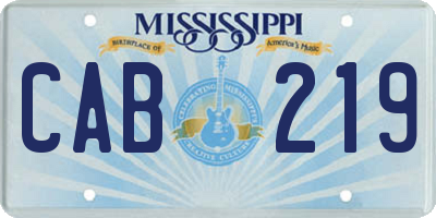 MS license plate CAB219