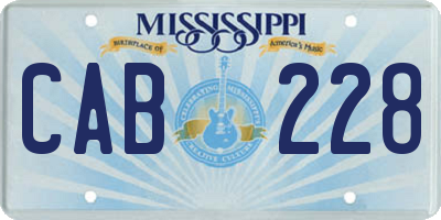 MS license plate CAB228