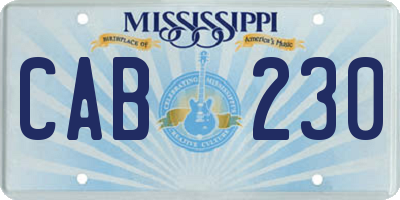 MS license plate CAB230
