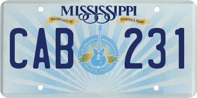MS license plate CAB231