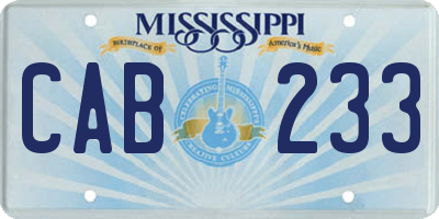 MS license plate CAB233