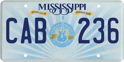 MS license plate CAB236