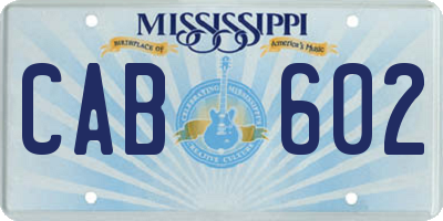 MS license plate CAB602